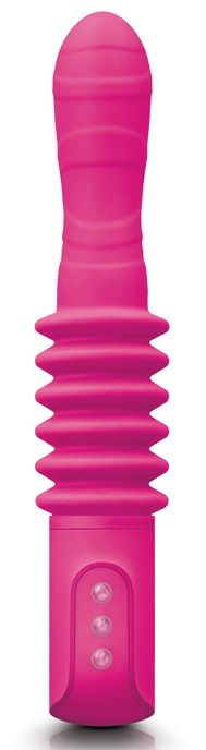 Розовый вибромассажер с функцией поступательных движений Deep Stroker - 24,5 см. купить в секс шопе