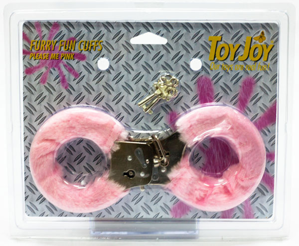 Розовые меховые наручники с ключами купить в секс шопе