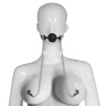 Серебристо-черный кляп с зажимами на соски Breathable Ball Gag With Nipple Clamp купить в секс шопе
