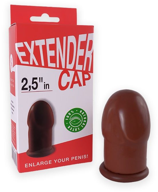Коричневый латексный удлинитель пениса 2.5 in купить в секс шопе