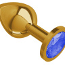 Золотистая средняя пробка с синим кристаллом - 8,5 см. купить в секс шопе