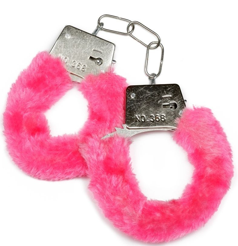 Металлические наручники с розовой опушкой и ключиком купить в секс шопе