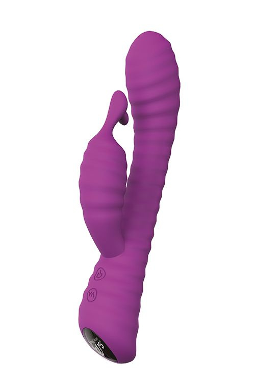 Фиолетовый вибратор с клиторальным стимулятором HONEY BEE купить в секс шопе