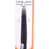 Чёрный вибромассажер Long John Realistic Thrusting Vibrator с функцией толкания - 20 см. купить в секс шопе