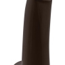 Коричневый гладкий фаллоимитатор на присоске с мошонкой Smooth 5 Inch Dildo - 17 см. купить в секс шопе