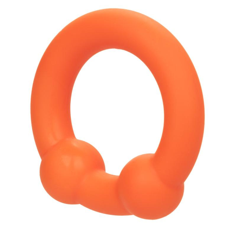 Оранжевое эрекционное кольцо Liquid Silicone Dual Ball Ring купить в секс шопе
