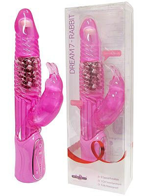 Восхитительный розовый ротатор со стимуляцией клитора Dream Rabbit - 19 см. купить в секс шопе