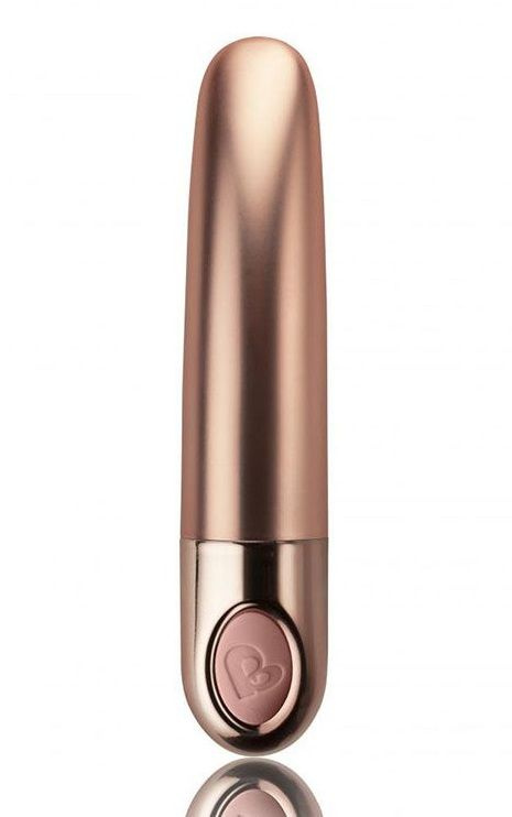Золотистый мини-вибратор Ellipse - 10,5 см. купить в секс шопе