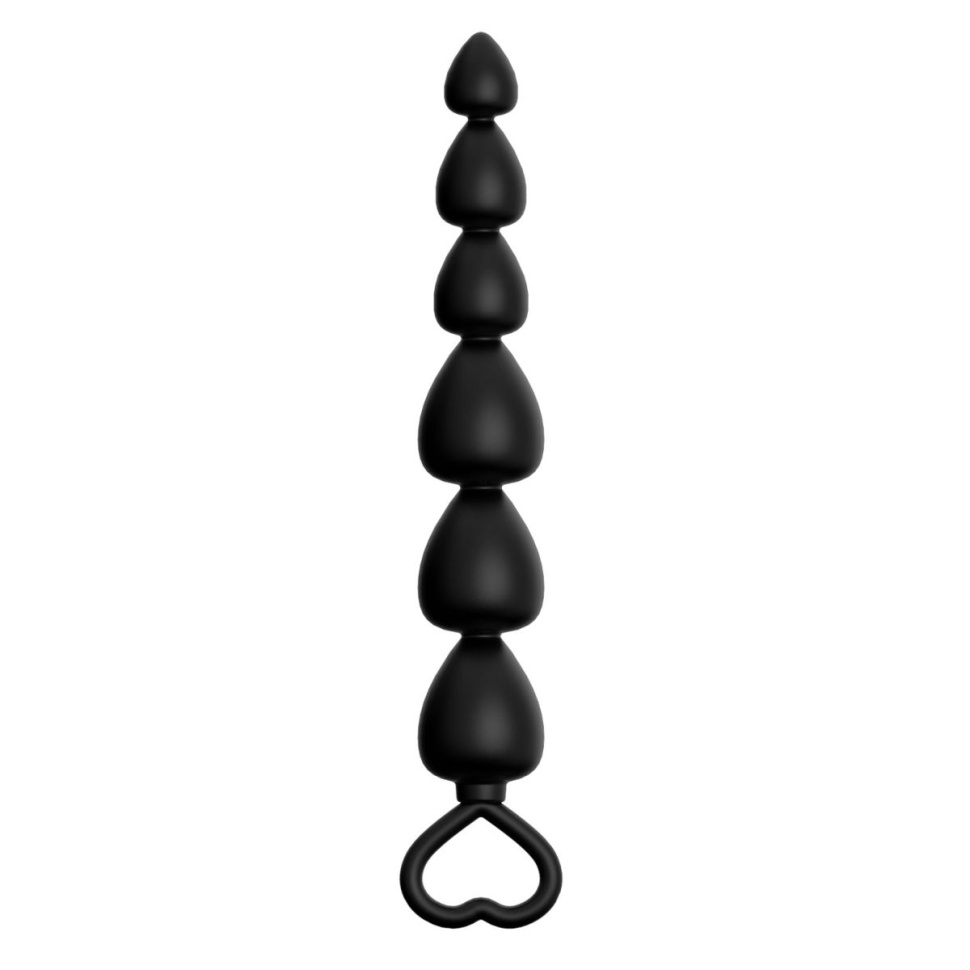 Черная анальная цепочка с 6 звеньями - 14,8 см. купить в секс шопе