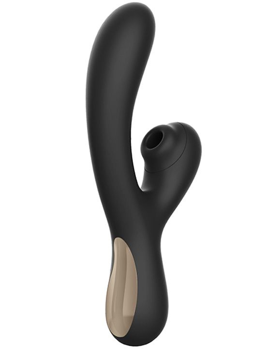 Черный вибратор-кролик с волновой пульсацией Joanna - 22,2 см. купить в секс шопе
