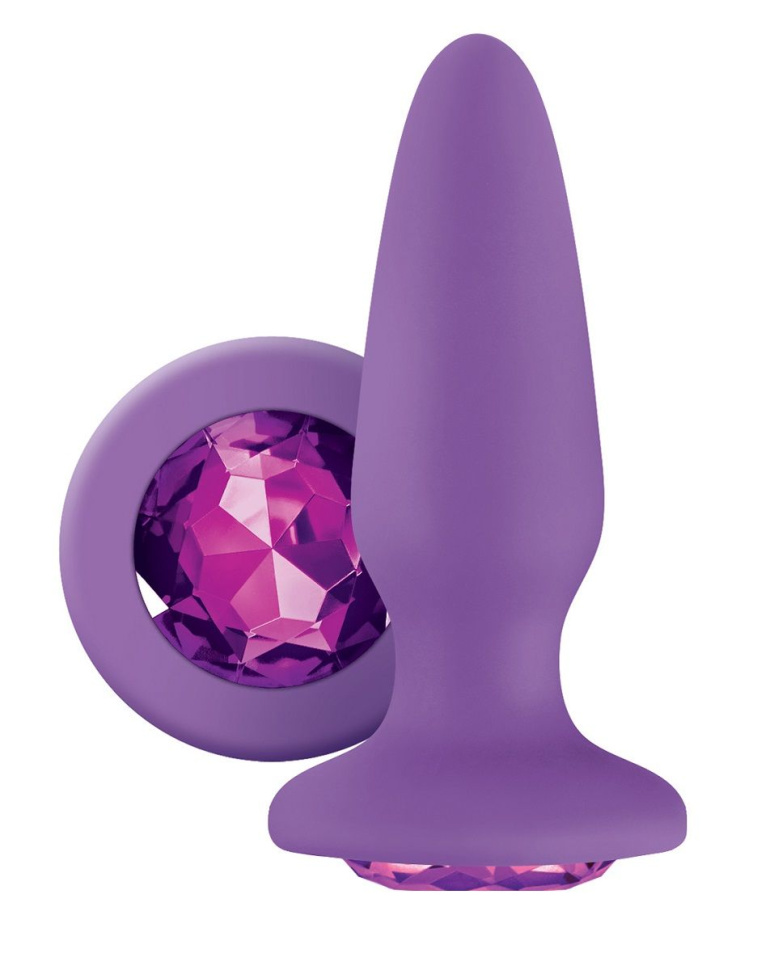 Фиолетовая анальная пробка с фиолетовым кристаллом Glams Purple Gem - 10,4 см. купить в секс шопе
