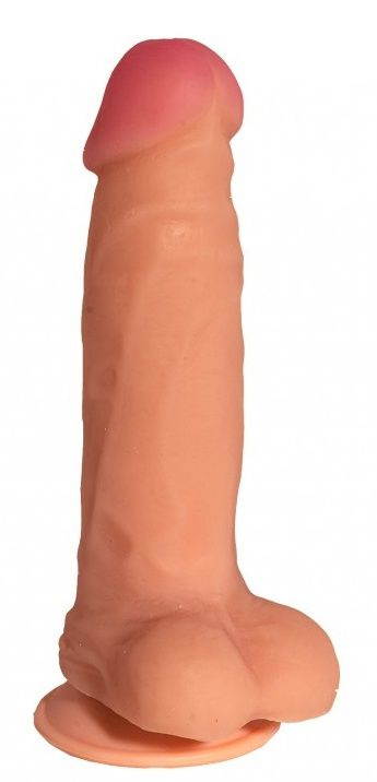 Телесный реалистичный фаллоимитатор с присоской №71 - 17,5 см. купить в секс шопе