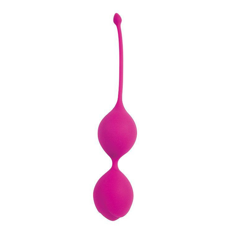 Ярко-розовые двойные вагинальные шарики с хвостиком Cosmo купить в секс шопе