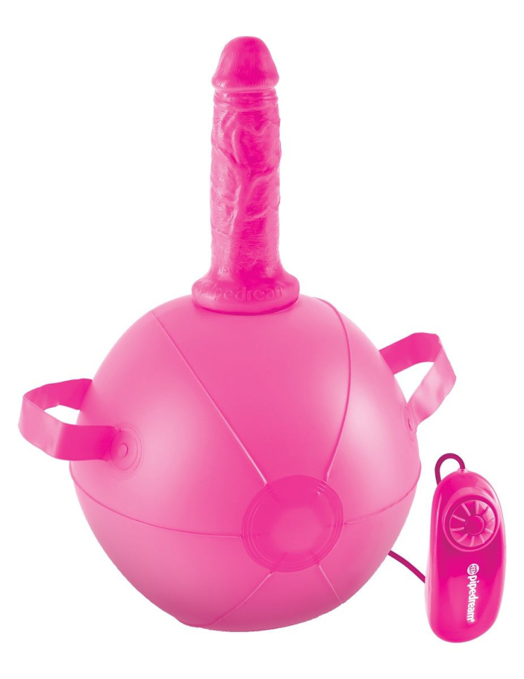 Розовый надувной мяч с вибронасадкой Vibrating Mini Sex Ball - 15,2 см. купить в секс шопе