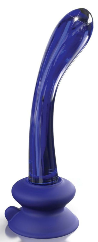 Синий стеклянный стимулятор Icicles №89 с силиконовой присоской - 18 см. купить в секс шопе