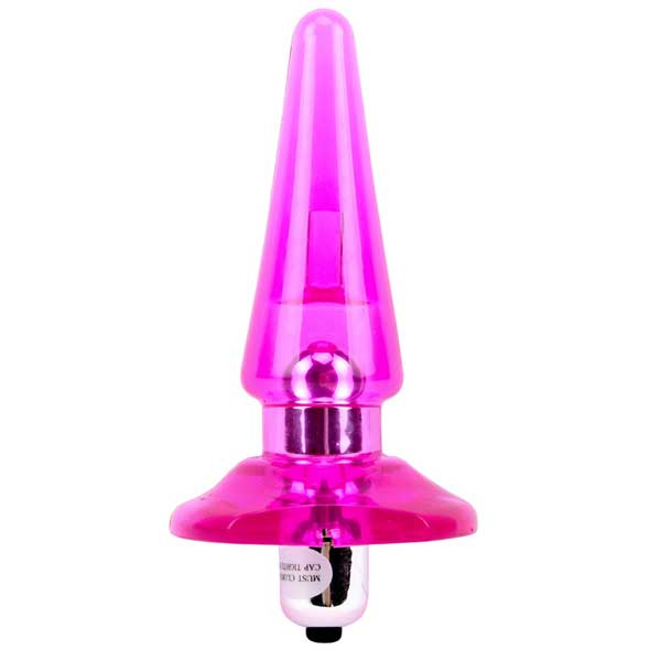 Розовый анальный вибростимулятор-конус - 10 см. купить в секс шопе