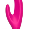Розовый силиконовый вибратор с клиторальным отростком - 11,5 см. купить в секс шопе