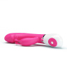 Розовый вибратор Gene с клиторальным зайчиком - 20,5 см. купить в секс шопе