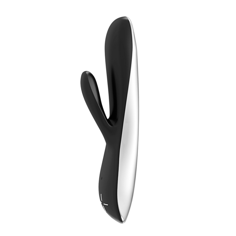 Черный перезаряжаемый вибратор типа rabbit E5 - 19 см.  купить в секс шопе