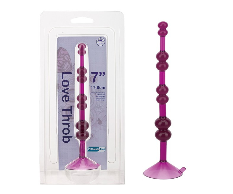 Фиолетовая анальная цепочка на присоске LOVE THROB PURPLE - 17,8 см.  купить в секс шопе