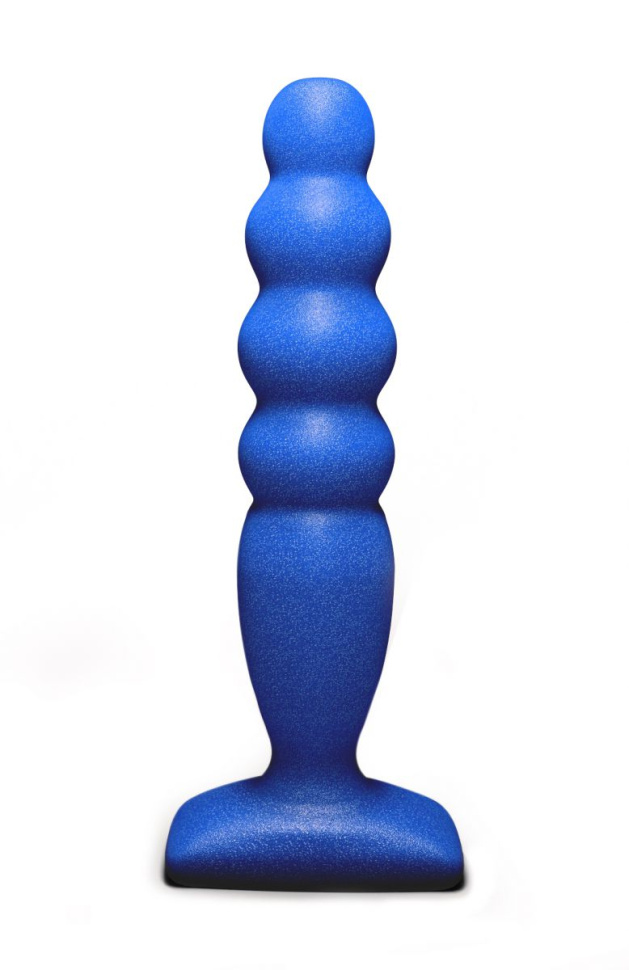 Синий анальный стимулятор Large Bubble Plug - 14,5 см. купить в секс шопе
