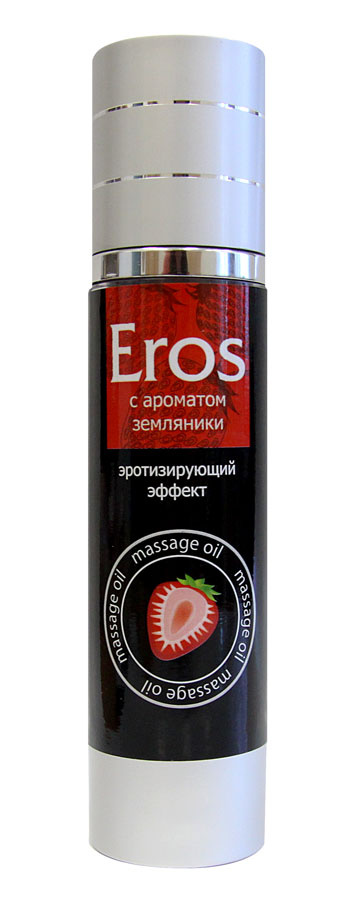 Массажное масло Eros с ароматом земляники - 95 мл. купить в секс шопе