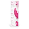 Ярко-розовый вибромассажёр The Come Hither Rabbit с клиторальным отростком - 22 см. купить в секс шопе