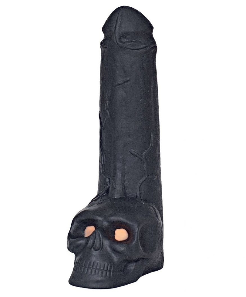Фаллоимитатор  Призрачный всадник  с мошонкой в виде черепа - 28,5 см. купить в секс шопе