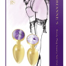 Набор из 2 золотистых анальных пробок с фиолетовыми кристаллами Booty Plug Original Luxury Set купить в секс шопе