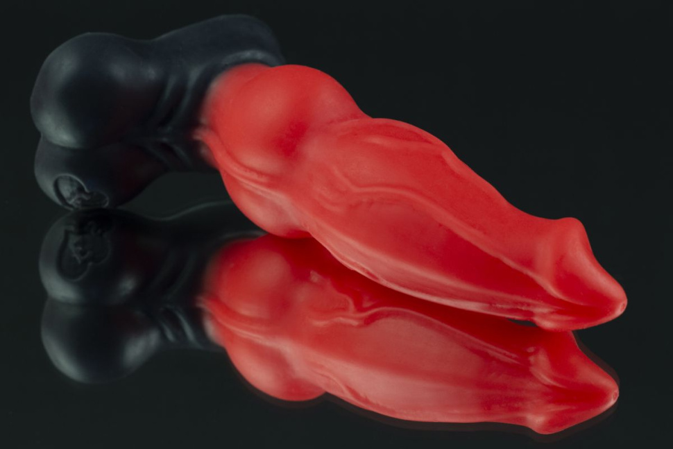 Красно-черный фаллоимитатор собаки  Дог mini  - 18 см. купить в секс шопе