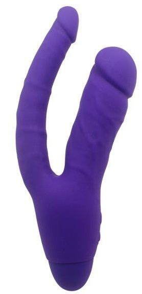 Фиолетовый двойной вибратор INDULGENCE Insatiable Desire - 21,5 см. купить в секс шопе