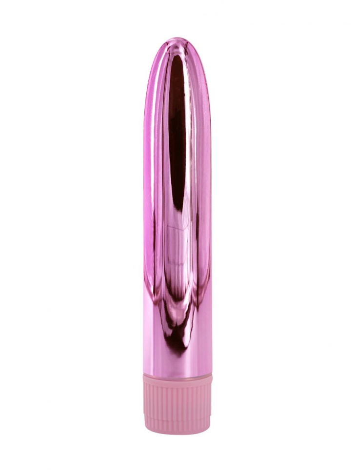 Розовый глянцевый пластиковый вибратор - 14 см. купить в секс шопе