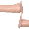 Телесный страпон с вагинальной пробкой Double Dong Strap-On - 19 см. купить в секс шопе