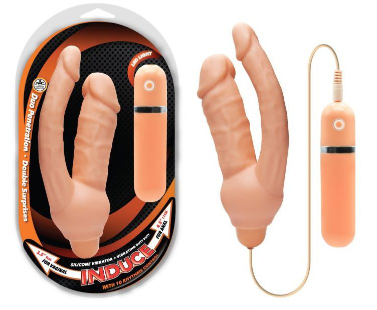 Анально-вагинальный вибратор телесного цвета купить в секс шопе