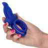 Синее перезаряжаемое эрекционное кольцо Silicone Rechargeable Dual Pleaser Enhancer купить в секс шопе