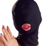 Черная закрытая маска с отверстием для рта купить в секс шопе