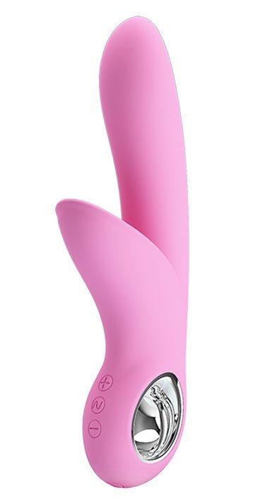 Нежно-розовый вибратор Carol с клиторальной щеточкой - 19 см. купить в секс шопе