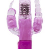 Фиолетовый вибратор-ротатор с анальным и клиторальным стимуляторами - 22,3 см. купить в секс шопе