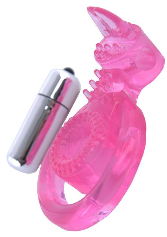 Розовая вибронасадка со стимулятор клитора   Язычок   купить в секс шопе