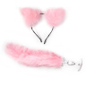 Розовый игровой набор: ободок с ушками и анальная пробка с хвостиком купить в секс шопе