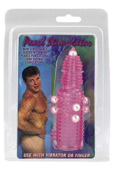 Розовая эластичная насадка на пенис с жемчужинами, точками и шипами Pearl Stimulator - 11,5 см. купить в секс шопе