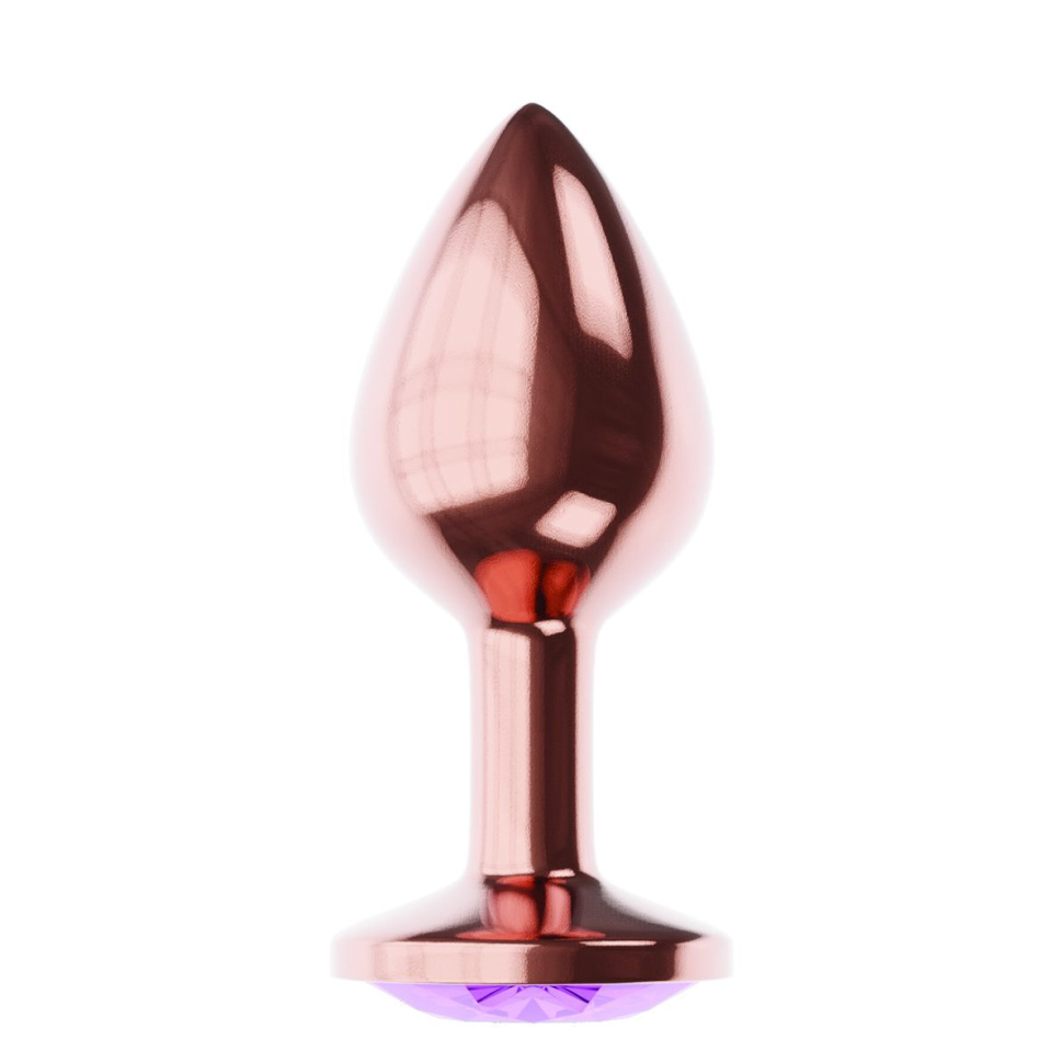 Пробка цвета розового золота с фиолетовым кристаллом Diamond Amethyst Shine L - 8,3 см. купить в секс шопе