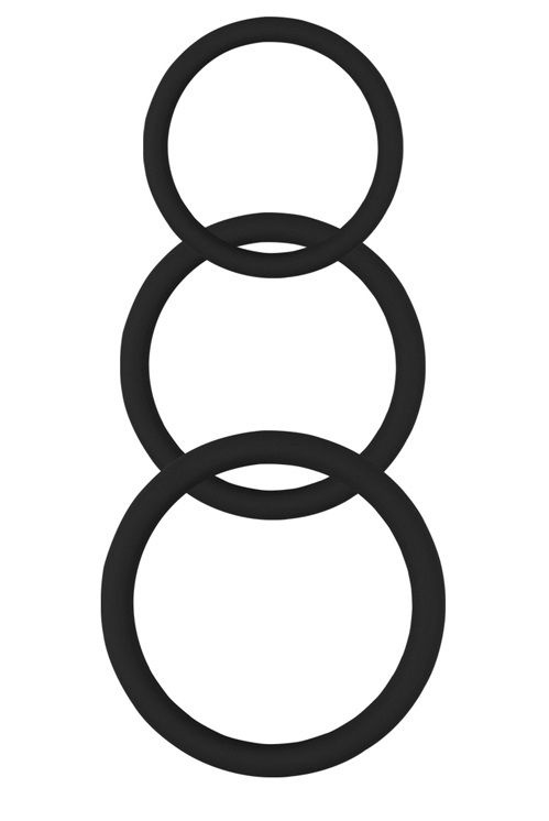 Набор из 3 черных эрекционных колец Magnum Force Cock Ring купить в секс шопе