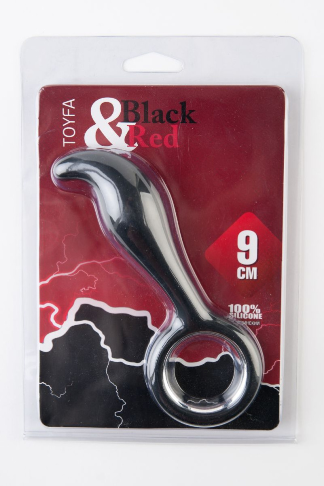Чёрный анальный стимулятор с ручкой-кольцом - 14 см. купить в секс шопе