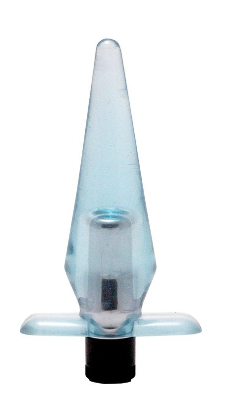 Голубая анальная пробка-конус SlimLine - 9 см. купить в секс шопе