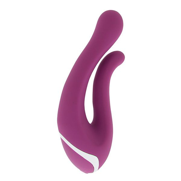 Фиолетовый вибратор с клиторальным отростком NAGHI NO.7 - 16 см. купить в секс шопе