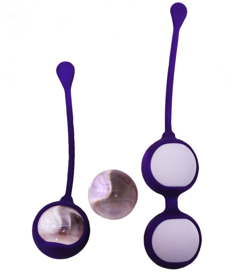 Фиолетовые вагинальные шарики Cosmo Balls с парой сменных шаров купить в секс шопе