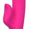 Ярко-розовый вибромассажер с клиторальным отростком DUO THRUSTER - 14 см. купить в секс шопе