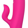 Ярко-розовый вибромассажер с клиторальным отростком DUO THRUSTER - 14 см. купить в секс шопе