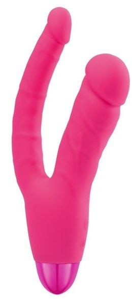 Розовый двойной вибратор INDULGENCE Rechargeable Insatiable Desire - 21 см. купить в секс шопе